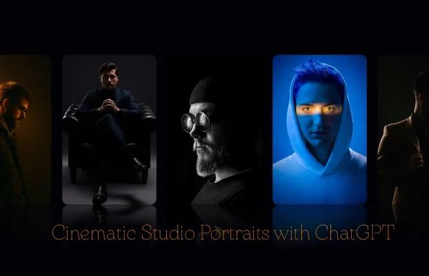 6 Cinematic AI Studio Portraits Created with ChatGPT: A Journey Through Mood, Light, and Style