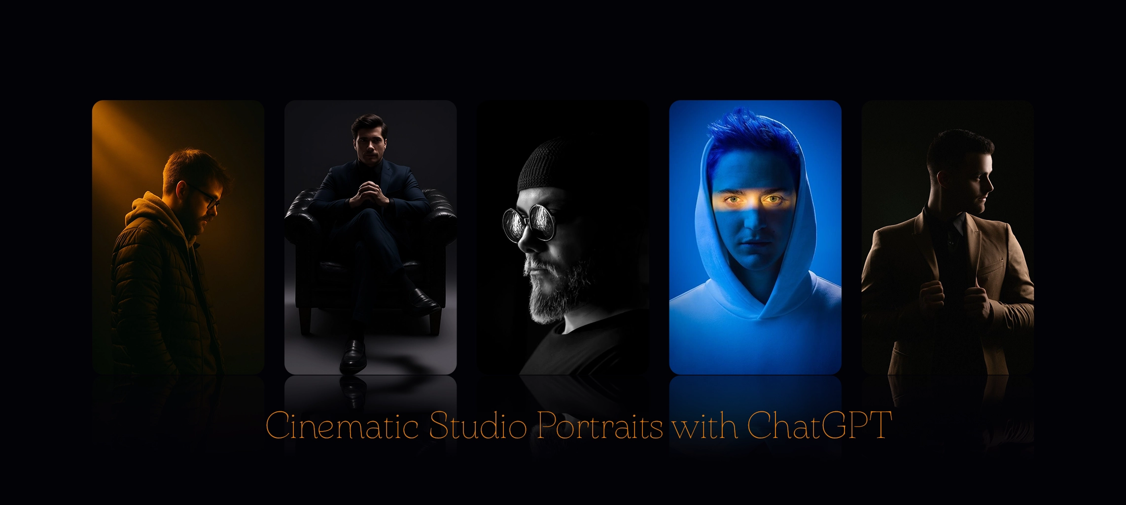 6 Cinematic AI Studio Portraits Created with ChatGPT: A Journey Through Mood, Light, and Style